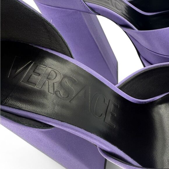 VERSACE Aevitas Purple Crystal-Embellished Platform Block Heel Pumps EU38 - Picture 9 of 12